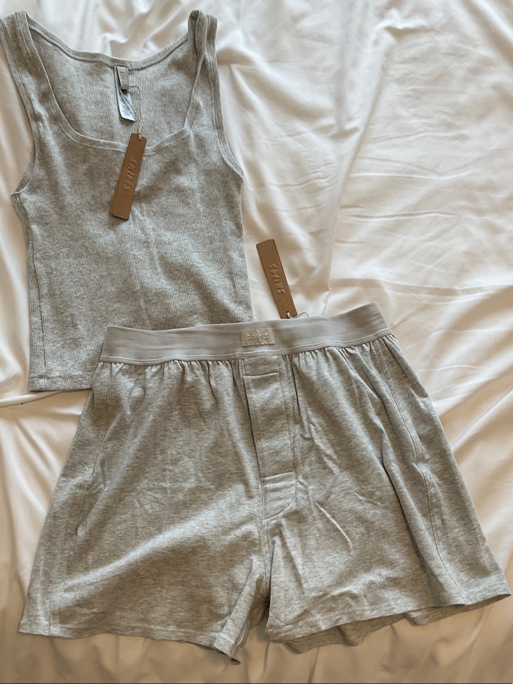 SKIMS boyfriend loose boxer and tank set